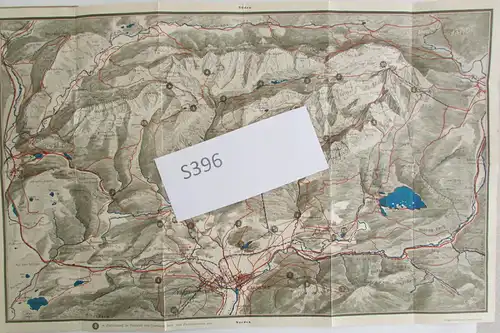 S396 Übersichtskarte Garmisch Partenkirchen Wetterstein Gebirge Druckerei Adam