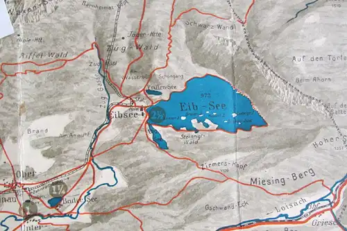 S396 Übersichtskarte Garmisch Partenkirchen Wetterstein Gebirge Druckerei Adam