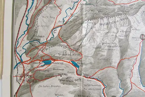 S396 Übersichtskarte Garmisch Partenkirchen Wetterstein Gebirge Druckerei Adam