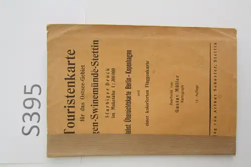 S395 Touristenkarte Rügen Swinemünde Stettin um 1910 1 : 300000