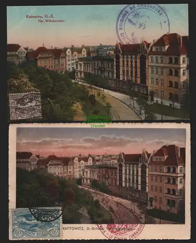 148945 2 AK Kattowitz Katowice 1920 Wilhelmsplatz
