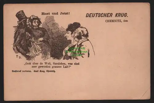 148838 AK Deutscher Krug Chemnitz Jude Judaika um 1900 Grausse Lait Saraleben