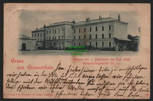 155039 AK Grossenhain 1899 Kaserne der 1. Schwadron Husaren Regiment Nr. 18