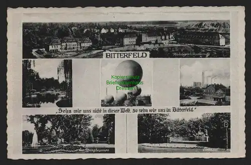 155026 AK Bitterfeld 1940 Lutherhaus Wehrbezirkskommando Bahnhof Ehrenhof Ballon