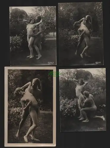 148872 AK + 3 Fotos Erotik Mann Frau um 1920