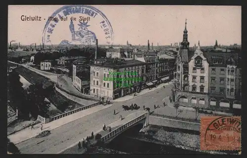 148936 AK Gleiwitz Gliwice O.-S. Oberschlesien 1921 Blick auf die Stadt mit Brüc