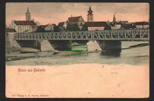 144164 AK Budweis um 1900 Ceske Budejovice  Moldau oder Maltsch Brücke