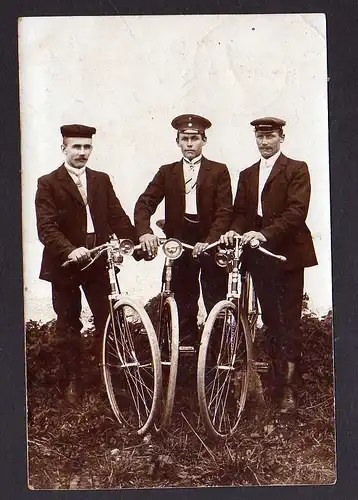 95504 AK Fahrrad All Heil 3 Männer mit Rad interessante Fahrradlampen 1911