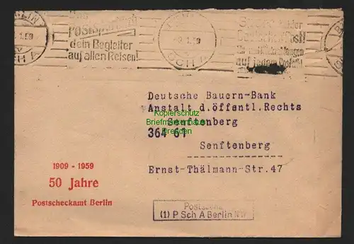 B7082 50 Jahre Postscheckamt Berlin 1909 - 1959 Bedarf nach Senftenberg