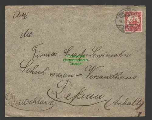 B7433  Brief Swakopmund Deutsch Südwestafrika 1909 an Versandhaus Lewinsohn Dess