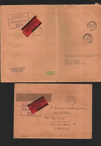 B7156 DDR 4 Briefe  ZKD Aushändigung als gewöhnliche Postsendung Gotha
