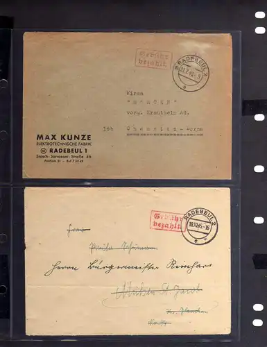 B676 2x SBZ Brief Karte Gebühr bezahlt 1945 Raguhn an Meldeamt Zittau nach Meini