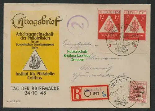 B6992 Ortsbrief SBZ 195 helle 60 echt gestempelt Einschreiben Tag der Briefmarke