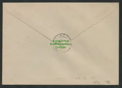 B6992 Ortsbrief SBZ 195 helle 60 echt gestempelt Einschreiben Tag der Briefmarke
