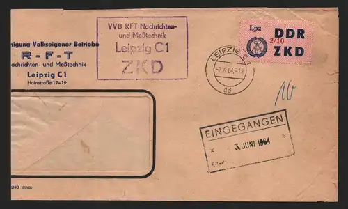B13723 ZKD C 39 Lpz 2/10 Brief Leipzig C1 dd echt gestempelt