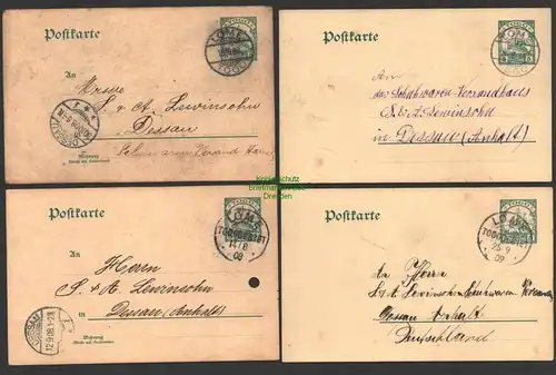 B7338 4x Postkarte Ganzsache Lome Togo 1908 Bestellung Schuhe Lewinsohn Dessau