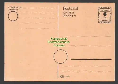 B7625 Alliierte Besetzung  Ganzsache Notausgabe P 791 II ungebraucht