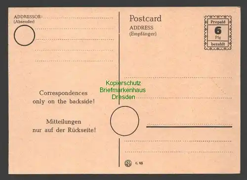 B7627 Alliierte Besetzung  Ganzsache Notausgabe P 792 I ungebraucht