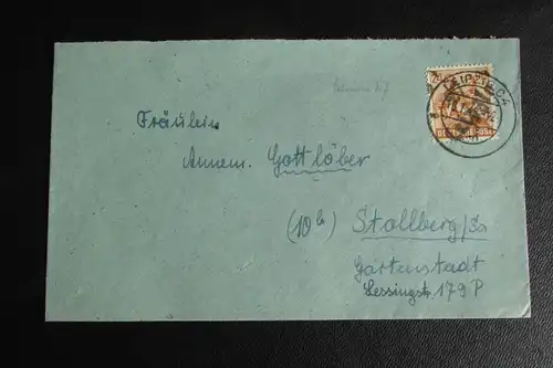 Brief Bezirkshandstempel Bezirk 27 Leipzig C4 10.7.48 nach Stollberg