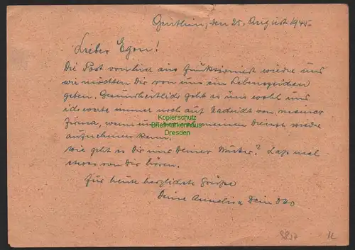 B9857 Postkarte SBZ Gebühr bezahlt 1945 Genthin nach Bitterfeld