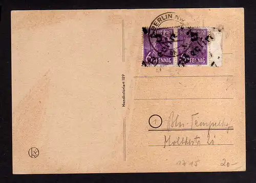 h1715 Handstempel Bezirk 3 Berlin 7 2x6 Pfennig Postkarte gepr. BPP