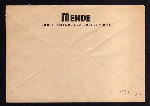 h1392 Handstempel Bezirk 14 Dresden Brief Radio Mende & Co.