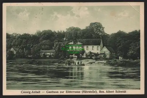 151135 AK Coswig Anhalt Gasthaus zur Elbterasse Fährstelle 1927