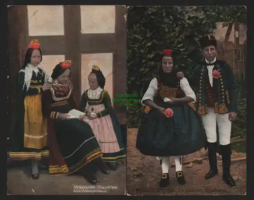 151315 AK Hessische Trachten Glückliches Schwälmerpaar 1911 Gute Freundinnen