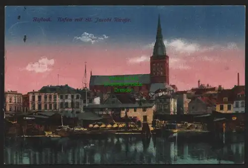151304 AK Rostock Hafen mit St. Jacobi Kirche 1924