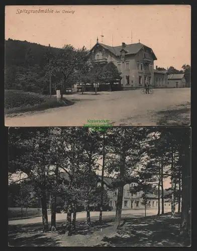 151159 2 AK Spitzgrundmühle bei Coswig Sachsen Restaurant um 1910 Hotel 1915