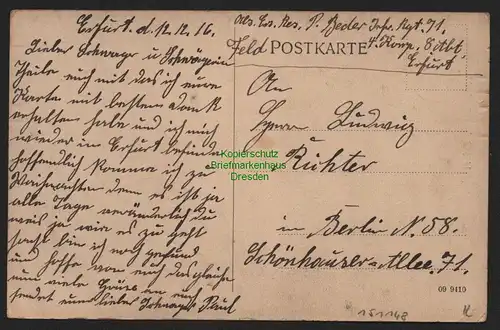 151148 AK Erfurt Josef Golde Gedenkstein 1909