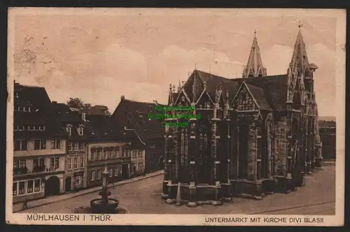151340 AK Mühlhausen Thür. Untermarkt mit Kirche Divi Blasii 1927