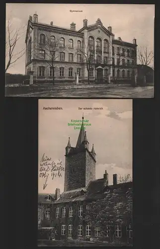 151168 2 AK Aschersleben um 1908 Gymnasium Der schmale Heinrich 1914