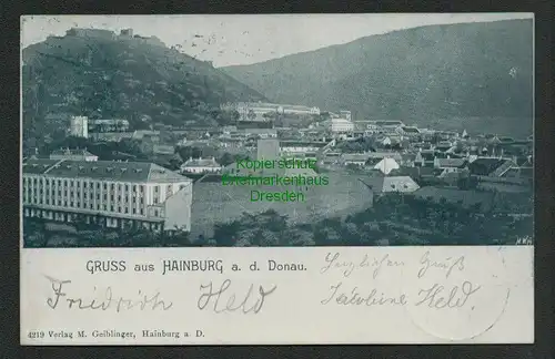 139581 AK Hainburg an der Donau Niederösterreich 1899 nach Wien