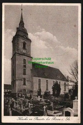 143483 AK Pausitz bei Riesa Kirche 1932 Landpoststempel Nickritz