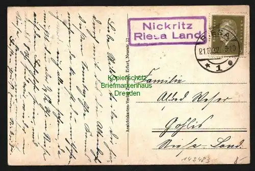 143483 AK Pausitz bei Riesa Kirche 1932 Landpoststempel Nickritz