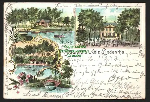 143644 AK Litho Cöln Köln Rastaurant Stadtwald Lindenthal 1898