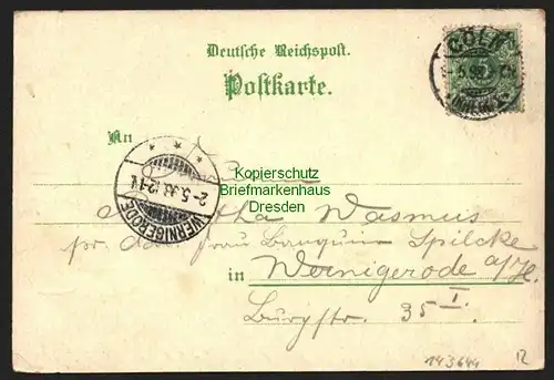 143644 AK Litho Cöln Köln Rastaurant Stadtwald Lindenthal 1898