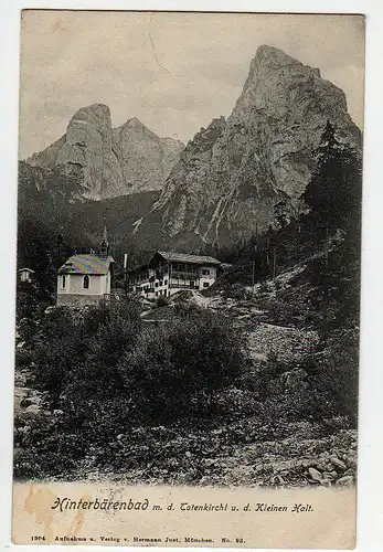 39478 AK Hinterbärenbad m. d. Totenkirchl u. d. Kleinen Halt 1906 Kaisergebirge