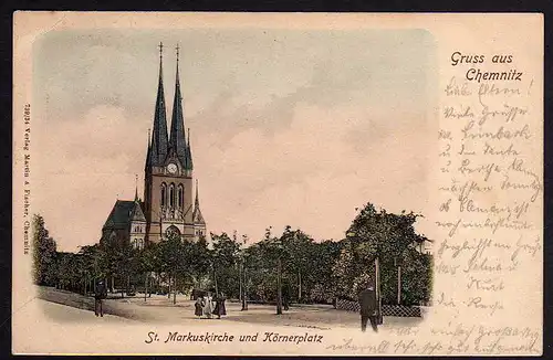 66702 AK Chemnitz St. Markuskirche Körnerplatz 1904