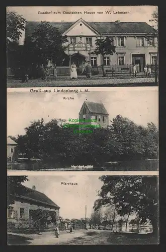 155175 AK Lindenberg bei Berlin 1909 Gasthof zum Deutschen Haus Kirche Pfarrhaus