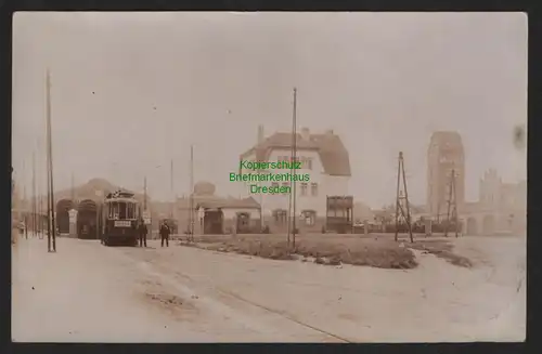 155124 Foto AK Schkeuditz 1913 Straßenbahnbahnhof Straßenbahn Leipzig