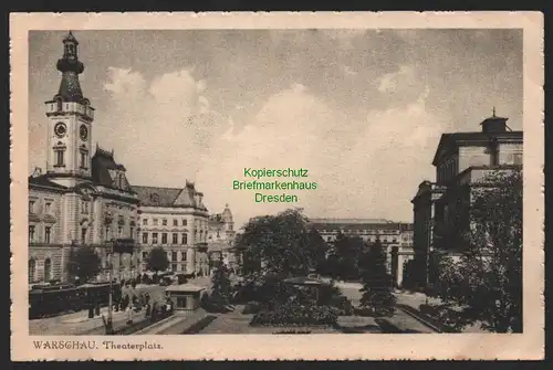 155167 AK Warschau Warszawa Theaterplatz Feldpost um 1940
