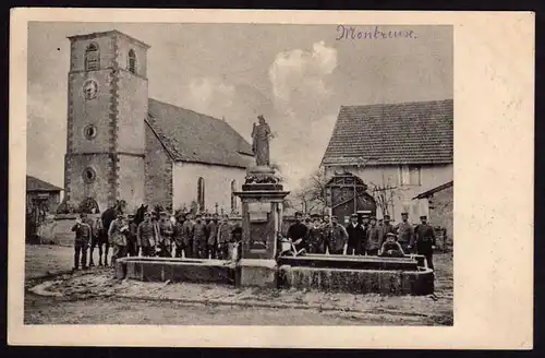 39145 AK Montreuse Frankreich Feldpost 1915 Kirche Brunnen Soldaten