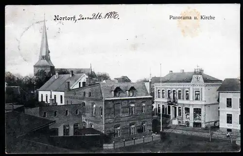 40977 AK Nortorf 1906 Panorama und Kirche