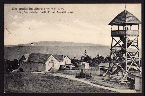 60743 AK Großer Inselsberg Preussischer Gasthof Turm 1914
