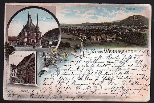 66331 AK Wernigerode Litho 1896 Altes Haus Rathaus