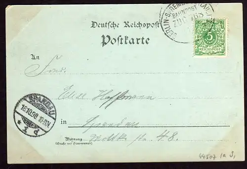 44507 AK Litho Spreewald Bank in Burg Gasthof zur Bleiche 1898 Bauernhof