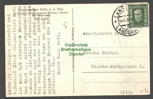 48724 AK Politz an der Elbe Boletice nad Labem Decin Erholungsheim 1930
