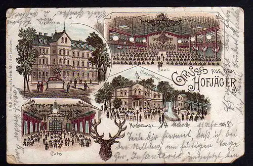 70389 AK Magdeburg Litho 1898 Restaurant Hofjäger